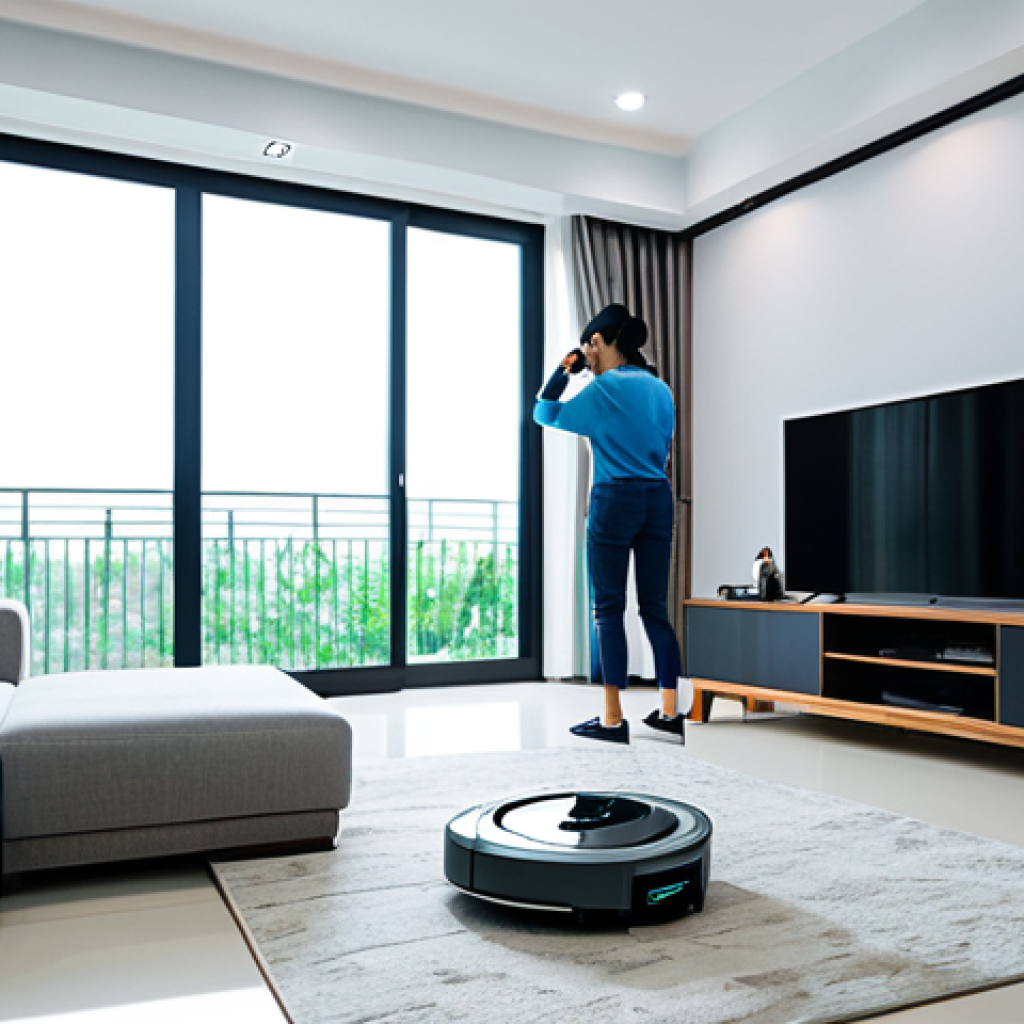 홈 로봇의 안전한 사용을 위한 팁 - Modern Vietnamese Home**
"A modern, minimalist living room in a Vietnamese home, featuring a fully ...