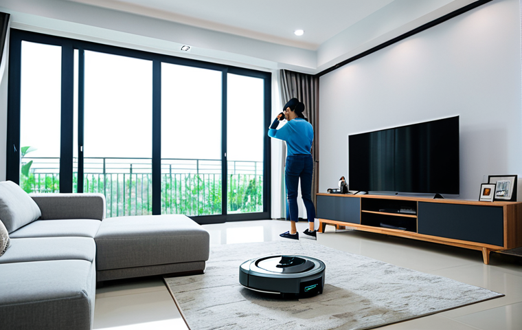 홈 로봇의 안전한 사용을 위한 팁 - Modern Vietnamese Home**
"A modern, minimalist living room in a Vietnamese home, featuring a fully ...