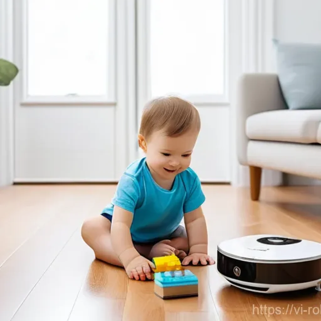 로봇 청소기와 전통 청소기 비교 - **Prompt 1: Smart Navigation in a Family Home**
"A brightly lit, modern living room bathed in na...