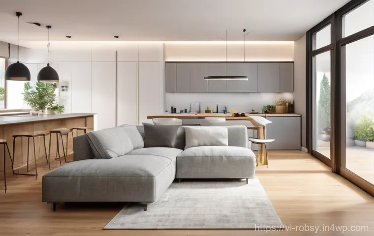 로봇 청소기와 전통 청소기 비교 - **Prompt 1: Smart Navigation in a Family Home**
    "A brightly lit, modern living room bathed in na...