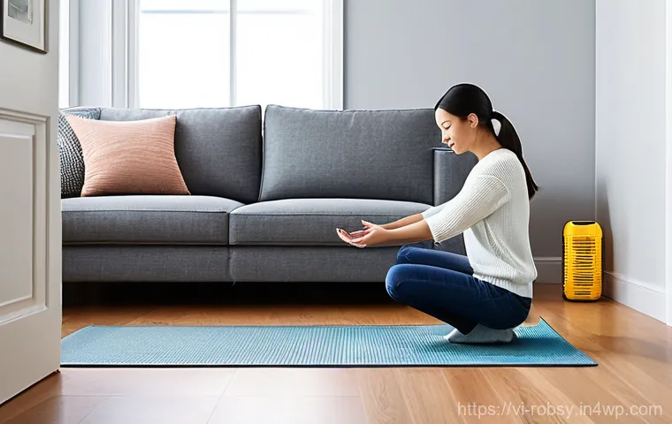 로봇 청소기와 알레르기 예방 - **Prompt 1: The Daily Battle Against Invisible Dust**
    "A cozy but slightly cluttered living room...