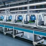 Home 19 스마트 로봇과 인공지능의 관계 - **Prompt 1: Futuristic Vietnamese Smart Factory.**
A highly advanced, brightly lit factory floor...
