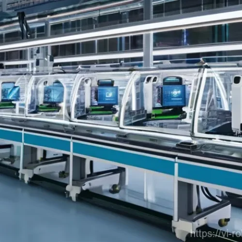 Home 31 스마트 로봇과 인공지능의 관계 - **Prompt 1: Futuristic Vietnamese Smart Factory.**
A highly advanced, brightly lit factory floor...