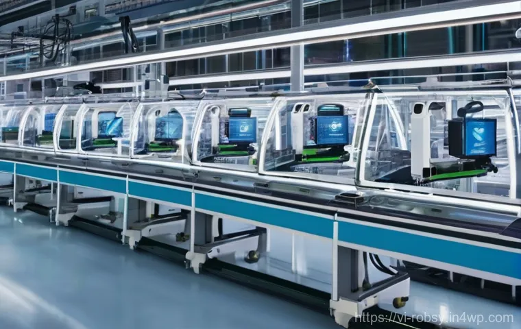 스마트 로봇과 인공지능의 관계 - **Prompt 1: Futuristic Vietnamese Smart Factory.**
A highly advanced, brightly lit factory floor...